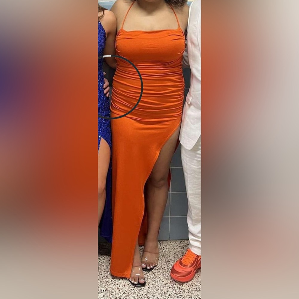 Orange high low dress